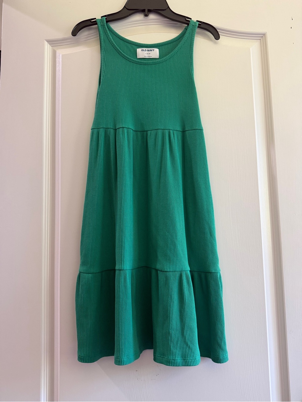 Old Navy Green Ribbed Tiered Tank Dress